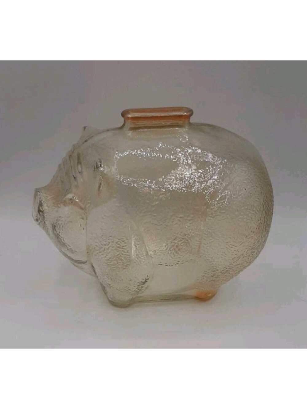 Vintage Anchor Hocking Carnival Glass Pig Piggy Coin Bank Marigold Amber Large